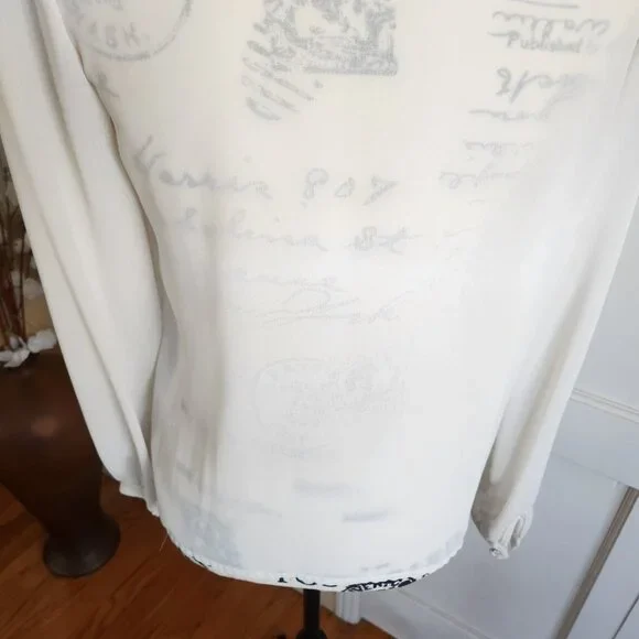 Alexandria Vintage Sheer Ivory Pleated Bouse Sz 8 - Picture 9 of 11